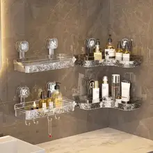 吸盤式トイレ収納ラック【シャワールーム用・三角形・壁掛け・化粧品収納】