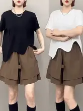夏用 大きいサイズのハイウエストワイドレッグスカートパンツ【フィット・Aライン・五分丈】（セットアップ対応）