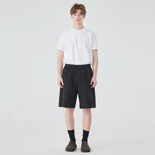 春夏用 メンズカジュアルショートパンツ【フィット・無地・レトロスタイル】（セットアップ対応）