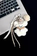 バッグチャーム キーホルダー 子犬 マスコット スカーフ 帽子 かわいい ペア