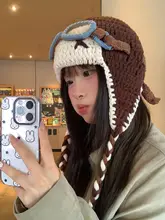 秋冬用ニット帽【防寒・耳カバー付き・かわいいデザイン】