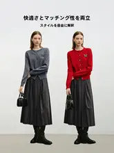 高腰デザインのウエストスカート【厚手グレー・プリーツ仕立て・通勤向け】