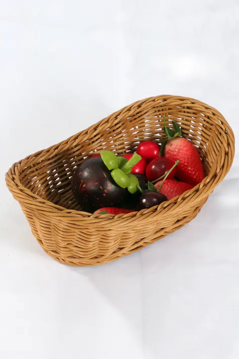 おしゃれな編み込み風のパンかご【フルーツやお菓子の収納に最適】