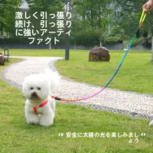 グラデーションレインボー犬リード【小型犬用・ハーネス・外出用】