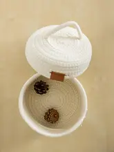 収納バスケット コットンコード編み 卓上 コスメ収納 キッチン 小物入れ 寝室 洗濯物バスケット