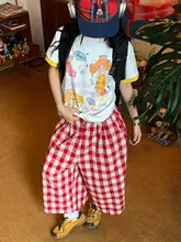 半袖Tシャツ レディース 可愛い カートゥーン柄 プリント クルーネック ルーズ バイカラー バインダー デザイン トップス