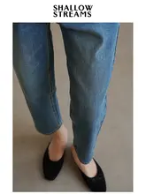 春秋用ハイウエストデニムパンツ【スリムフィット・ストレートレッグ・女性用】