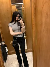famouswang シンプルデザイン 半袖Tシャツ【女性用・スリムフィット・春夏】