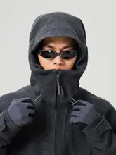 極上の柔らかさ！ウール混抗静電方格フリースジャケット【フード付き・アウトドア用・保温・抗菌】