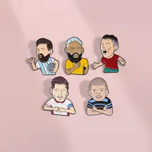 可愛いカートゥーンワールドカップ選手のメタルブローチ【男女兼用・学生向け・服やバッグのアクセサリー】