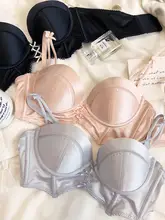 フランス風セクシープリンセス 半カップサテンブラジャー【ワイヤレス・厚手パッド・美胸効果】