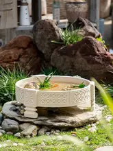 大口径の円形陶器プランター【ビンテージ風・多肉植物用・水培対応・ガーデン・庭用】