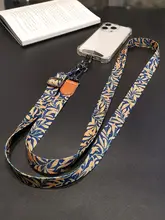 カラフルな印刷デザインのスマホ用ショルダーストラップ【調節可能・幅広・スロブタイプ】