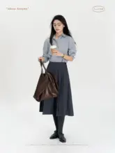 クラシックハイウエストプリーツスカート【通勤用・ロング丈・高級感あるデザイン】（セットアップ対応）