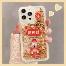 金色流砂デザインのスマートフォンケース【適用：iPhone・Huawei・Xiaomi・Reno】