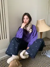 リボン付きハイウエストストレートパンツ【秋用・カジュアル・ウエストゴム】（セットアップ対応）