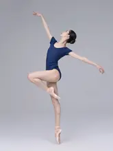 MooleDance ミッドナイトブルーの短袖バレエ練習ウェア【女性用・高級体操服】