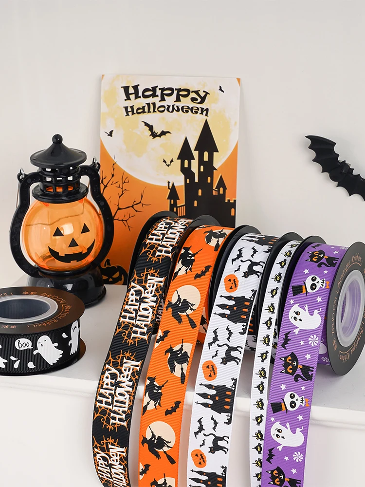 ハロウィン用オレンジ色のカボチャ装飾リボン：DIYギフトボックスに最適なオリジナルアクセサリー