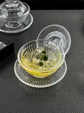 耐熱ガラス製中華スタイルスープボウルセット【蓋付き・透明・なつめぎょくしゅ・スープ用】