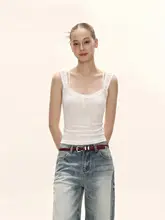 夏用 白色ブラトップ 蝶結びデザインタンクトップ【美式スタイル・二部構成】（セットアップ対応）