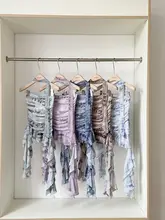 フリル付き不規則デザインのタイダイメッシュキャミソール【夏用・オフショルダー】