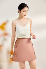 COKEYA エレガントなシルクウールAラインスカート【ビーズリボンデザイン・フィット感】