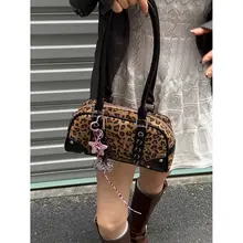 ボウリングバッグ レディース 豹柄 カラーブロック ヴィンテージ 手提げ ショルダー 通勤 おしゃれ 「JNNG」