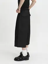 カジュアルパンツ ユニセックス ブラック ワイド ストレート 七分丈 きれいめ 上品 「Voguo Relay」