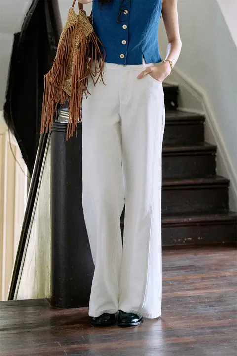 Jicouture Denim 2色デニムワイドレッグパンツ【夏用・フィット・ストレート】