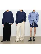 高捻精梳棉使用のフィットトップス【丸首・長袖・ショートスカート】（セットアップ対応）