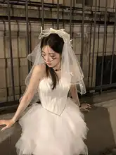 リボン付きベールヘッドドレス【ロリータ風・ボリューム感・花嫁用】