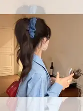夏用デニムブルークラウド皺クリップヘアピン【ボリューム感・後頭部用】