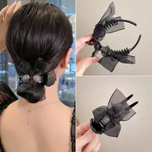 リボンデザインのヘアクリップ【後頭部用・丸みのある形・髪飾り】