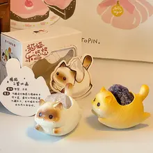 クリスタル製の猫型デスクトップ飾り【オフィス用・効果・ギフト】
