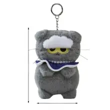 灰色毛糸の猫型マスコットキーホルダー【ファッション雑貨・可愛いインテリア】