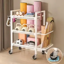フィットネス器具収納ラック【家庭用・移動可能・ヨガマット・ダンベル用】