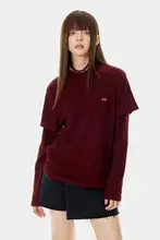 ハイネック長袖Tシャツ【春秋用・女性・カジュアルデザイン・重ね着風】（セットアップ対応）