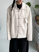 竹葉刺繍入りウールジャケット【男女兼用・カジュアル・ルーズフィット】