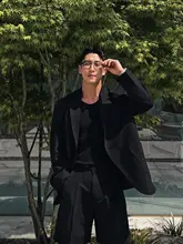 ブラックスーツ【夏用・薄手・イギリス風・ワイドフィット・ショートパンツ】（セットアップ対応）