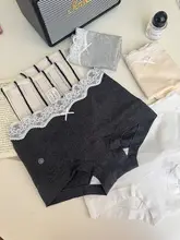 バレエ風のレースウエスト女性用ボクサーパンツ【極上の柔らかさ・コットン・四角形デザイン】（セットアップ対応）