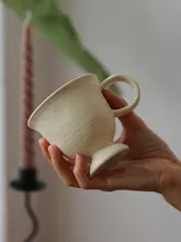 高級陶器製 コーヒーカップ＆ソーサー【フランス風・午後のティーセット・カフェラテ用】