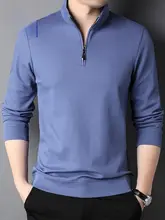 ラウンドファスナー付き メンズ長袖Tシャツ【カジュアル・フィット・無地】