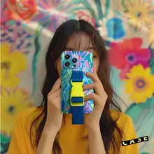 抽象油彩風デザインのiPhone用携帯ケース【耐衝撃・ストラップ付き・多機能対応】