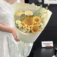手編み ブーケ かぎ針編み 毛糸の花 誕生日 結婚祝い 彼女 友人 女性 プレゼント