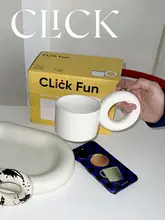 大きなハンドル付きドーナツデザインの陶器マグカップ【ヨーグルトボウル・コーヒーカップ・韓国スタイル】