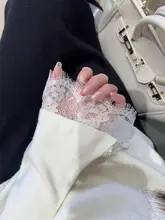 レディース ブラックレースコンビネーションVネックセーター【秋春用・上品なニット】