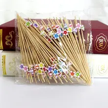 かわいい花デザインの使い捨てフルーツフォーク【カクテル＆串焼き用・おやつやサンドイッチに最適】