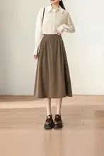 ブラックハイウエストAラインスカート【夏用・大きいサイズ・美シルエット・中長丈】（セットアップ対応）