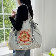 刺繍入り大容量ボールショッピングバッグ【軽量・折りたたみ式・トート・ショルダー可】