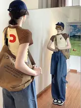 アメリカンビンテージ風 ラグラン袖半袖Tシャツ【レディース・夏用・ショート丈】